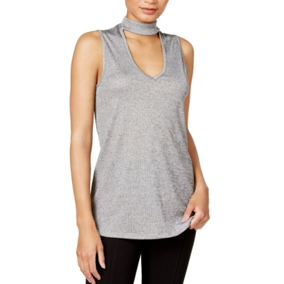 Bar III Tops - BAR III Size Large Silver Metallic Sleeveless Top